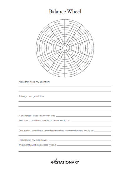 Life Balance Wheel - Free Downloadable PDF